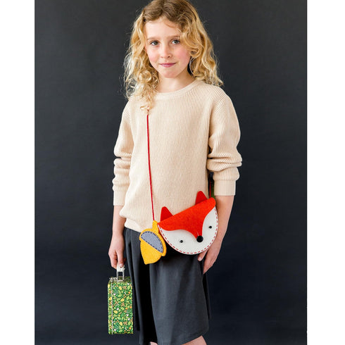 Petit Collage DIY Woodland Fox Felt Bag, Crossbody Bag for Kids with Matching Acorn Zipper Purse for Kids – DIY Crafts Sewing Kit– Makes a Great Gift Idea for Ages 6+ by Petit Collage