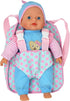 13" Soft Baby Doll with Take Along Pink Doll Backpack Carrier, Briefcase Pocket for Doll Accessories