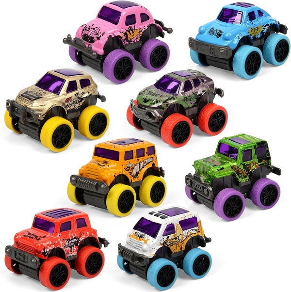8 Pack Die-cast Mini Monster Truck, Pull Back Alloy Trucks Toy, Mini Pull Back Cars for Kids Party Favors