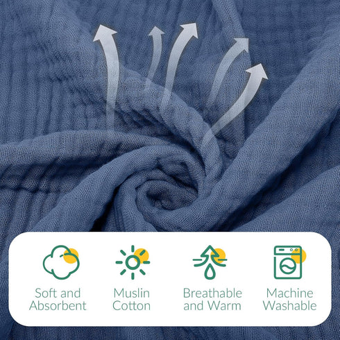 VitalCozy 8 (32 32 Inch,Mist Pcs Baby Muslin Hooded Bath Towels and Washcloths Muslin Cotton Hooded Baby Towels