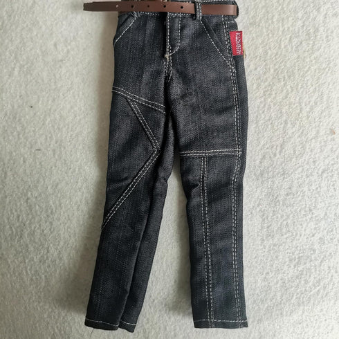 1/6 Custom Scale Clothes T-Shirt + Jean Trousers for 12" Male Action Figure Doll Clothes Toy in Black
