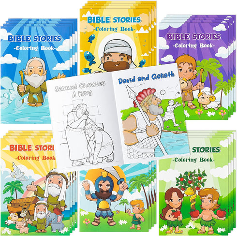 Zainpe 24Pcs Christian Bible Stories Coloring Books for Kids Bible Study Easter