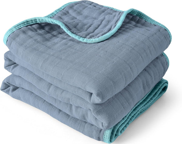 ZPECC Muslin Toddler Blanket Thicker, 47x47 Organic Cotton Kids Quilt Hypoallergenic for
