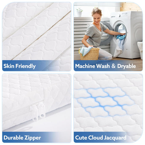 33"x20" Pro Goleem Baby Bassinet Mattress Pad Oval, Waterproof Soft Cover Gel Memory Foam, Dual Side Cradle Mattress