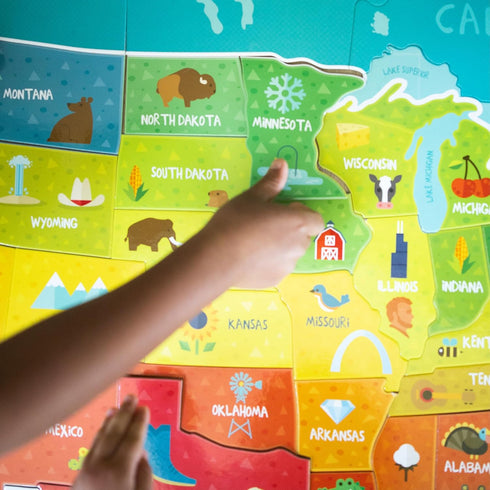 Chuckle & Roar USA Map Puzzle, Engaging Educational Puzzles for Kids, 50 PC Floor Puzzle for Preschool Hands