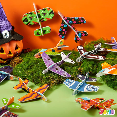 JOYIN 48 PCS Halloween Foam Glider Planes for Kids, Flying Paper Airplane Gliders Toys Bulk for Halloween Party Gifts
