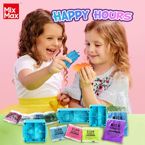 MixMax 6 Packs 6-12 Make Your Own Squishies Toys, Rubber Dolls Making Kit for Kids Glow Jumbo Glitter Silicone Squishy