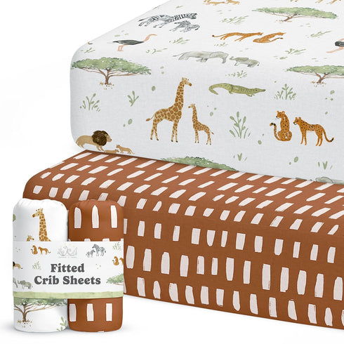 Crib Sheets Neutral - Fitted Baby Crib Sheets Bed for Girl Boy