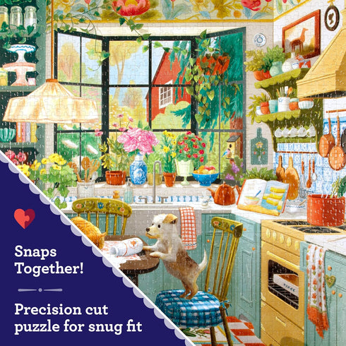 1000 23" 23" eeBoo Piece Puzzle - Springtime Kitchen Jigsaw Puzzle for Adults, Square x Made with Recycled Board