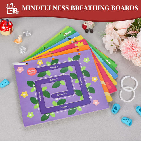 3+ GiftAmaz Mindful Maze Boards, Calming Toys for Kids, Finger Path Breathing Boards, Calming Corner Items Kids Social