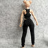 1/12 Scale Figure Clothes - Vest T-shirt + Pocket Pants for 1:12 6inch Female TBL Action Figure Doll (Black)