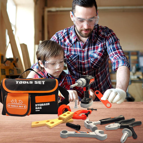 Kids Tools Set with Storage Bag, 38 PCS Play Tool Accessories for Toddlers 3-5, Tool Sets for Boys Ages 4-6, 6-8 Gifts