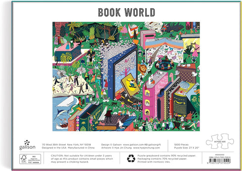 Galison Book World 1000 Piece Puzzle - Fun Activity with Bright Artwork of Literary Characters
