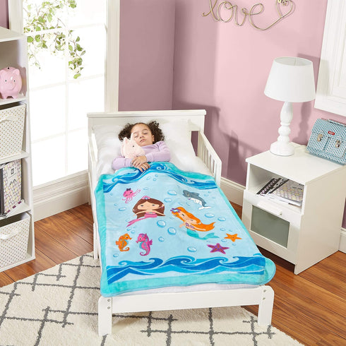 EVERYDAY KIDS Toddler Throw Blanket - 30" x 40" Mermaids Undersea Adventure, Super Soft & Warm