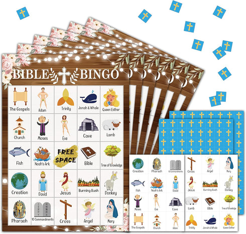 Bible Bingo Party Game Cards, Christian Nativity Bingo, Party Favor for 24 Players, Adult Party Games Supplies for
