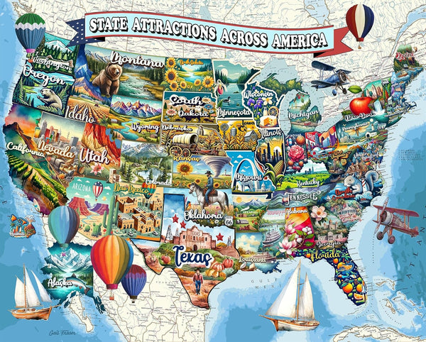 Springbok All American Attractions 1000 Piece Jigsaw Puzzle for Adults - Map