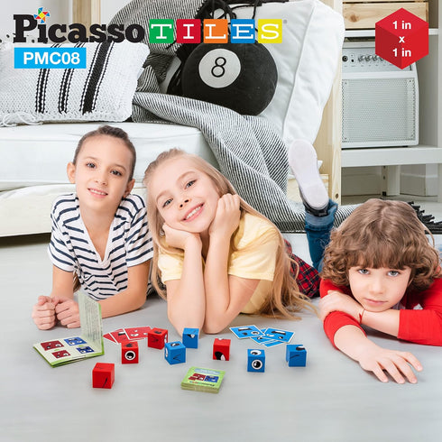 PicassoTiles Magnetic Expression Puzzle Toy Building Block Mix & Match Cubes Sensory Toys Educational STEM Kit for Kids