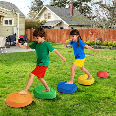 voopark 5 Pack 3-6, Stepping Stones for Kids - Non-Slip Balance Stepping Stones, Sensory Outdoor Toys for Toddlers Age