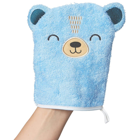 BMIT-24245 100% 6.625" 7.5" C.R. Gibson Cute Bear Cotton Gender Neutral Baby Wash Cloth Bath Mitt, W x L, Multicolor