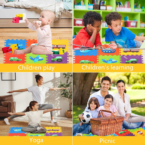 3434 9 Baby Play Mat, Foam Playmat for Babies, Kids Play Mat, Foam Floor Tiles Pieces Vehicle Puzzle Mat