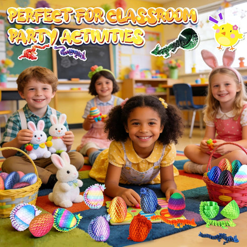24PCS 3D Drofex Easter Printed Dragon Eggs, Prefilled Easter Dragon Egg with Dragon Toy for Basket Stuffers, Goodie Bag
