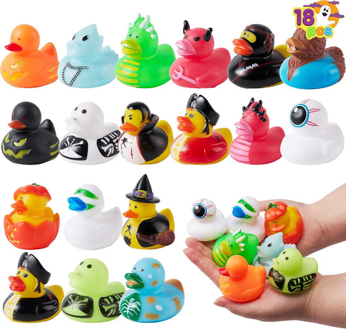 18 JOYIN PCS Halloween Rubber Ducks, Halloween Ducks for Halloween Party Favors Decorations, Rubber Duckies Baby Bath