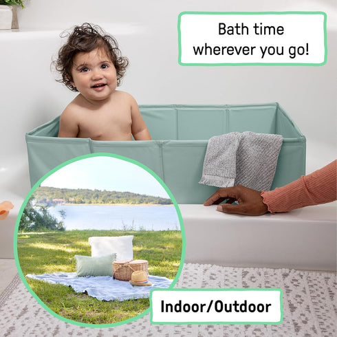 12M-5Y, Ingenuity Tuckaway Toddler Folding Tub, Converts Shower to Tub, Folds to Store, Easy to Clean, No Assembly