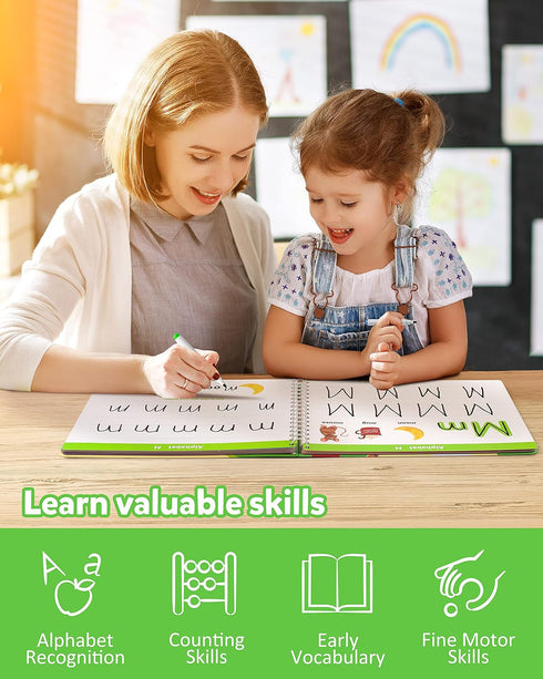 Coogam Learn to Write Workbook, Numbers Letters Practicing Book, ABC Alphabet Sight Words Handwriting Educational
