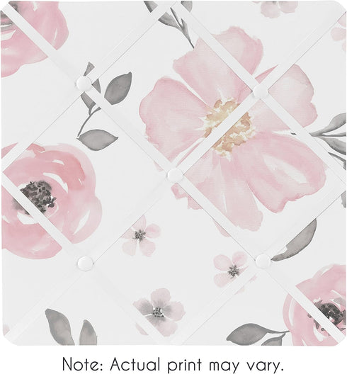 Sweet Jojo Designs Fabric Memory Memo Photo Bulletin Board (Pink/Grey Boho Floral) for Girls, Baby, Kids, Children