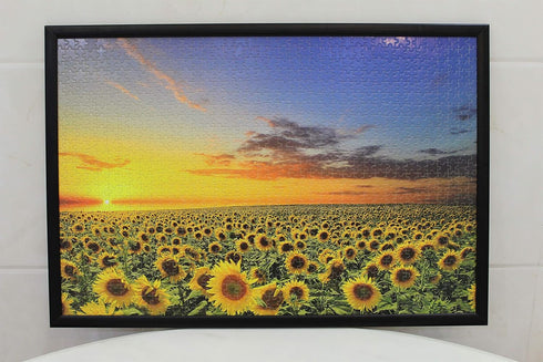 1000 Piece Wooden Jigsaw Puzzles of Sunflowers in The Fields at Sunset for Teens and Family