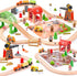 Wooden Train Set 102-Piece for Toddlers Kids Ages 3-8, Double-Sided Expandable Train