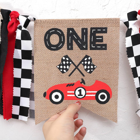 TUTOTU 1st/First 1st Race Car One High Chair Banner - Race Car Birthday Party Decorations,Boy First Race Car Banner,Car