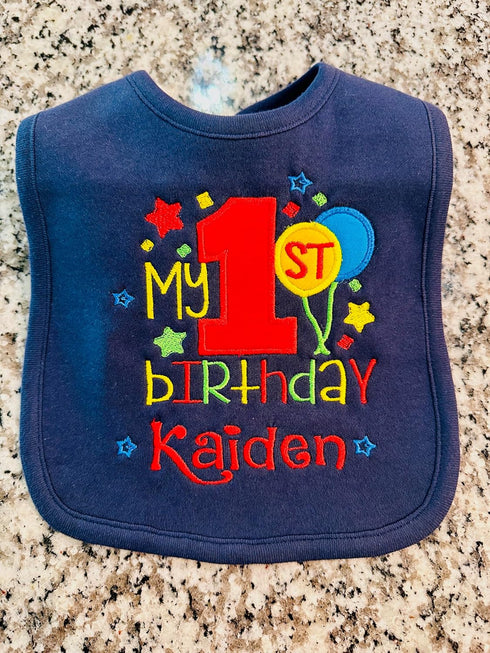 Personalized First Birthday Boy Smash Bib with Custom Name