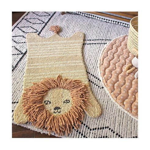 100% 23 36 Inches Crane Baby Lion Shaped Nursery Rug, Handmade Wool Safari Animal Rug for Baby Boy and Girl Nursery