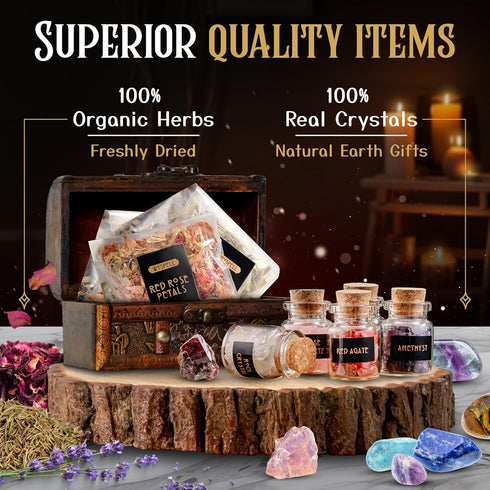 54PCS Wyspell Witchcraft Supplies Kit for Witch Altar - Spell Candles for Witches - Crystals Spell Jars for Witches
