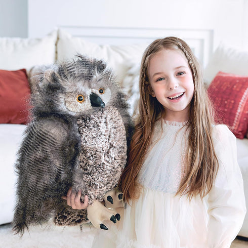 17 Inches IKASA Lifelike Giant Owl Stuffed Animal Plush Toy, Large Big Size Cute Soft Huge Plushie Toys for Kids Girls