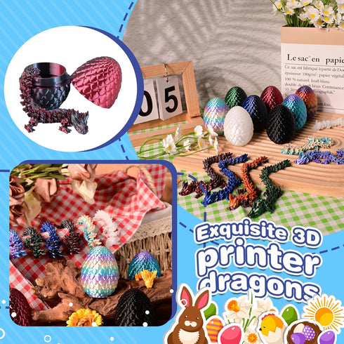 8pcs 3D Set, 3D Printed Dragon Eggs with Dragons Inside, Articulated Fidget Toys Dragon Figurines for Kids Goodie Bag