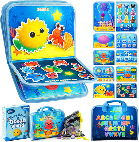 glintey Busy Board Montessori Toys for Toddlers 1-3 Busy Book Sensory Toys for