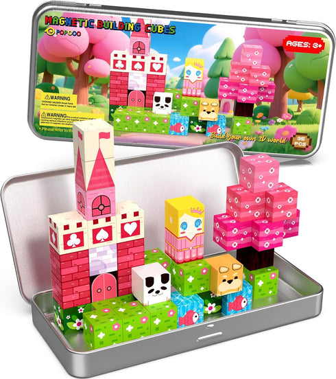 Princess Magnetic Building Blocks Travel Toys - 35PCS Magnet Cubes for Kids