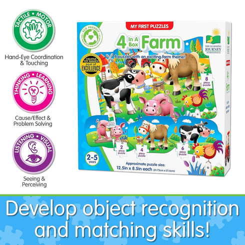 The Learning Journey My First Puzzle Sets - 4-In-A-Box Farm-Themed Educational Toddler Toys