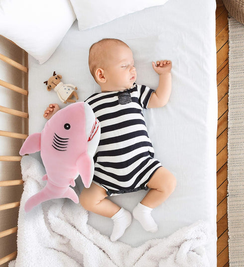 Baby Soft Plush Pink Shark Toy by DolliBu - Stuffed Animal Shark Plush for Kids, 12 Inches