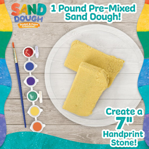 Made By Me! Sand Dough Sculpt & Paint Creations! Mold Your Own Hand Print Stone, DIY 7-inch Handprint Stone Kit, Mess-Free Stepping Stones, Staycation Activity, Keepsake Gift for Kids Ages 4+ by Made By Me