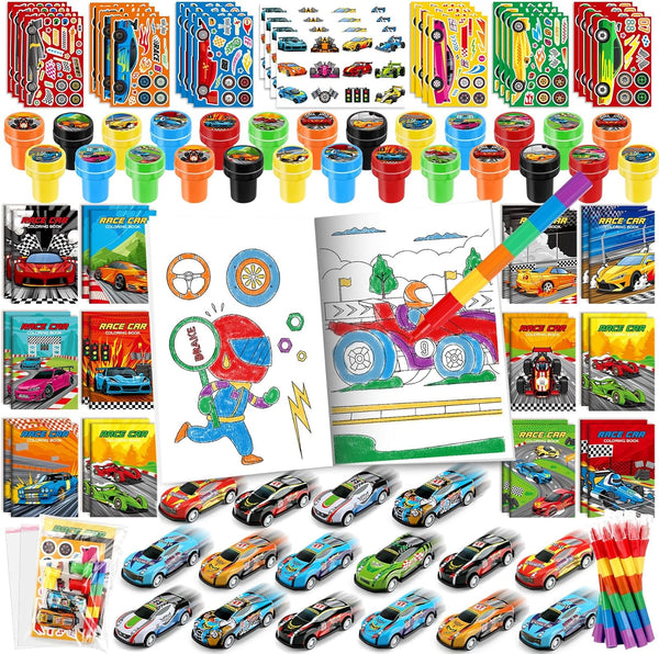 BenLouis 84Pcs Race Car Party Favors Racing Theme Coloring Books Crayons Sticker