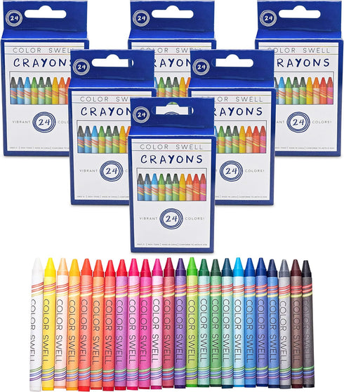 Color Swell Crayons Bulk 6 Packs of 24 Count Vibrant Colors Teacher