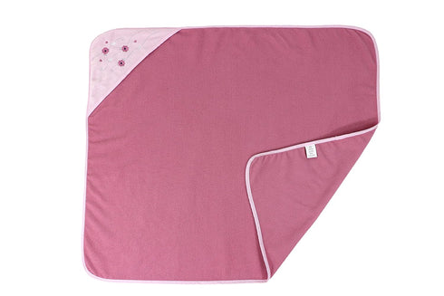 3 Pack (GS71728) Cudlie Buttons & Stitches Baby Girl Rolled/Carded Hooded Towels in Crisp Blossom Print