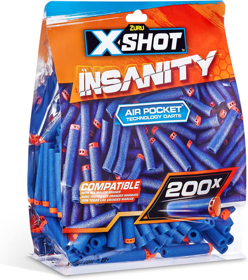 ZURU X-Shot Insanity 200 Dart Refill Pack, Compatible with X-Shot and Other Brands, Outdoor Blaster Toys