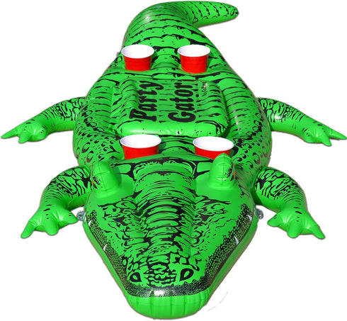 6 GoFloats GoPong Giant Party Gator Floating Alligator with Cooler and Cup Holders, Over ft Long