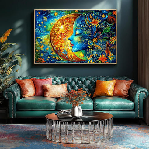 1000 1000 (27.5"x19.6") Moon Puzzles for Adults Pieces Blue Girl Face Art Flowers Puzzle for Adults Jigsaw Puzzles