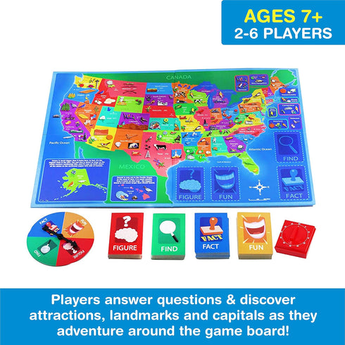 Game Zone Great States - Fun and Educational Geography Game for Ages 7+ - An Engaging Way to Learn about the 50 States with Friends and Family