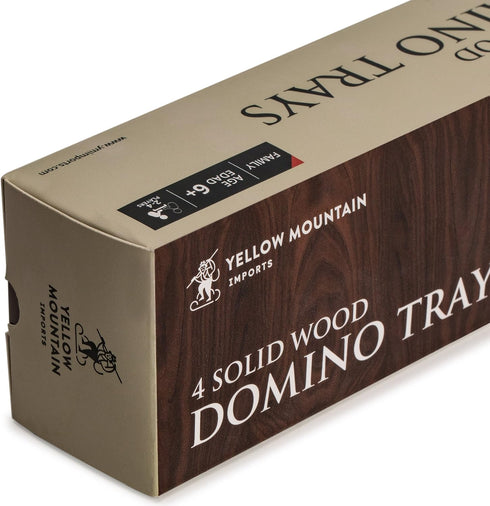 (10-Inch) Set 4 Yellow Mountain Imports Premium Beechwood Domino Racks/Trays - of - Domino Holders for Mexican Train